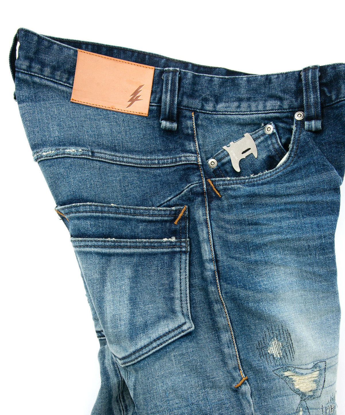 12.5oz Organic Cotton Stretch Denim Cropped Jeans Crash + Repair / INDIGO