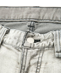 11oz オーガニックコットン ストレッチデニム TIGHT JOE タイトストレート クラッシュ + リペア - WHITE