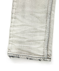 11oz オーガニックコットン ストレッチデニム TIGHT JOE タイトストレート クラッシュ + リペア - WHITE