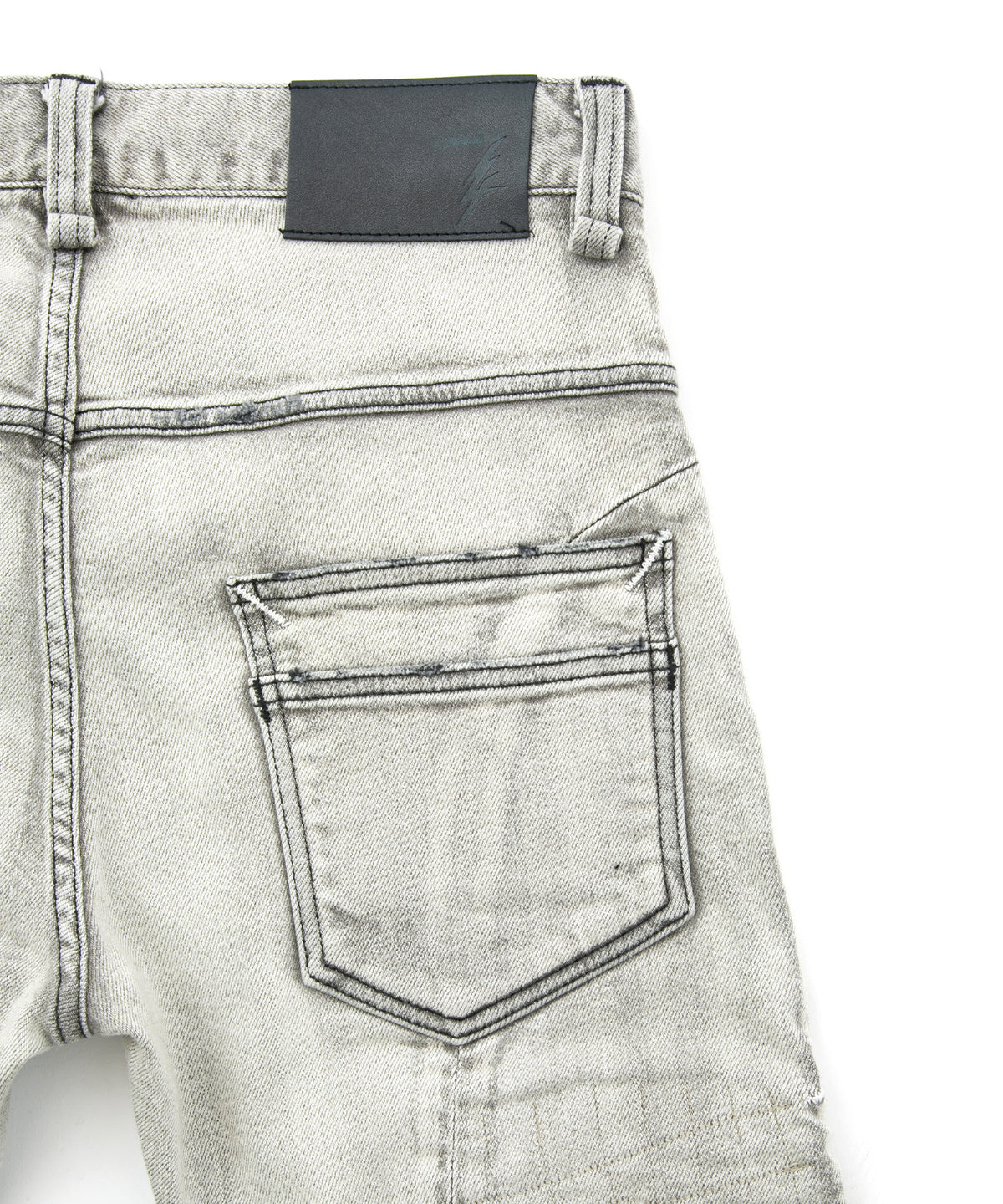 11oz オーガニックコットン ストレッチデニム TIGHT JOE タイトストレート クラッシュ + リペア - WHITE