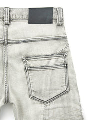 11oz オーガニックコットン ストレッチデニム TIGHT JOE タイトストレート クラッシュ + リペア - WHITE