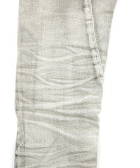 11oz オーガニックコットン ストレッチデニム TIGHT JOE タイトストレート クラッシュ + リペア - WHITE