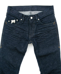 12.5oz オーガニックコットン ストレッチデニム SKINNY JOHN スキニー ワンウォッシュ - INDIGO