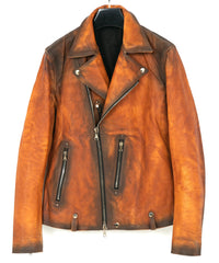 Japan Vegetable Full tanned Calf skin Garment Burning Dyed "HI-FLYER" Double Riders - SUNBURST