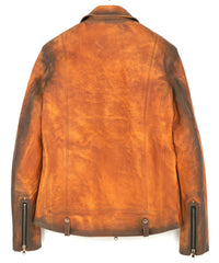 Japan Vegetable Full tanned Calf skin Garment Burning Dyed "HI-FLYER" Double Riders - SUNBURST