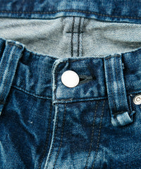 12.5oz オーガニックコットン ストレッチデニム SKINNY JOHN スキニー ユーズド加工 - INDIGO