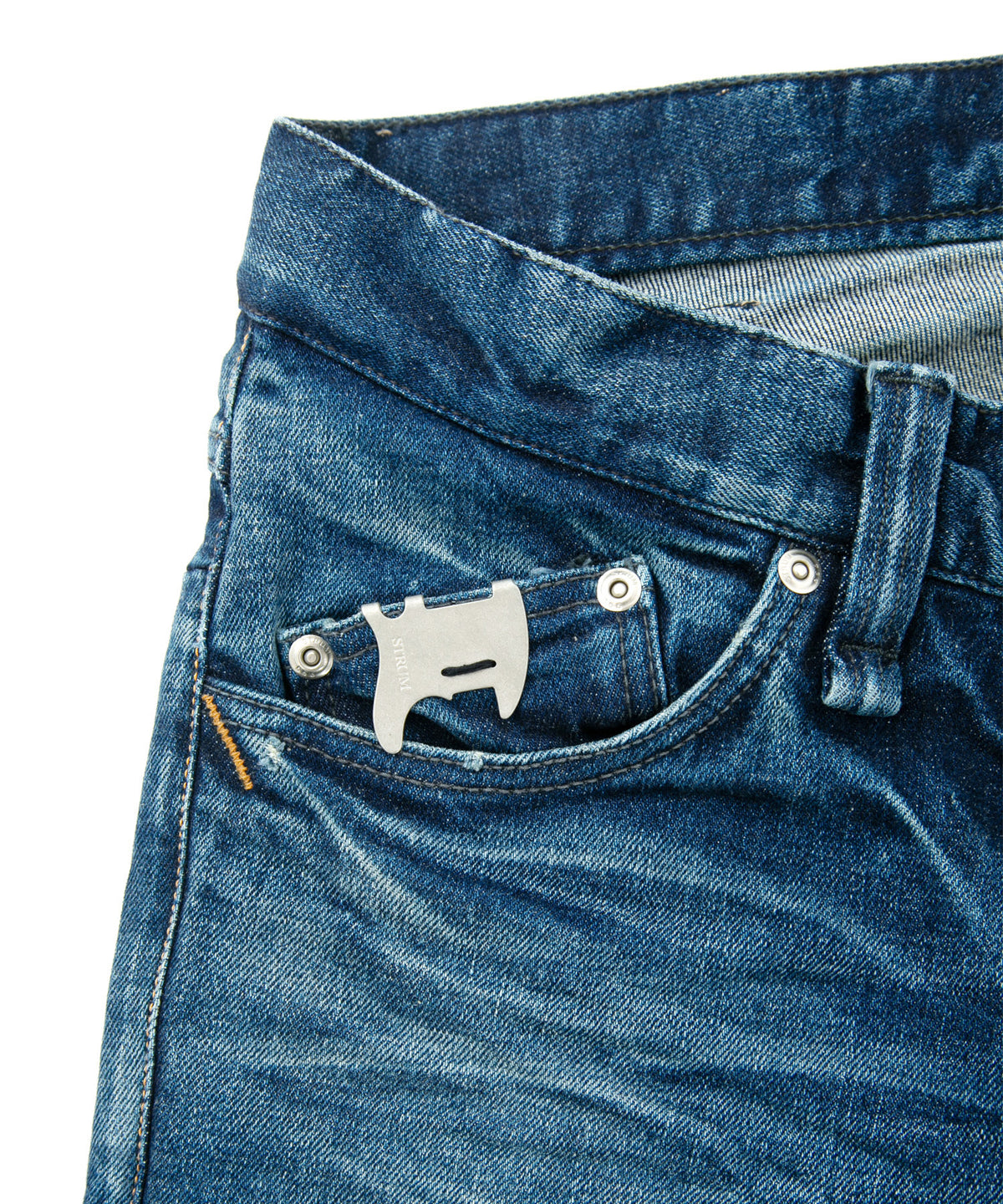 12.5oz オーガニックコットン ストレッチデニム SKINNY JOHN スキニー ユーズド加工 - INDIGO