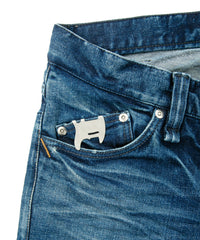 12.5oz オーガニックコットン ストレッチデニム SKINNY JOHN スキニー ユーズド加工 - INDIGO