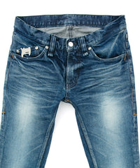 12.5oz オーガニックコットン ストレッチデニム SKINNY JOHN スキニー ユーズド加工 - INDIGO