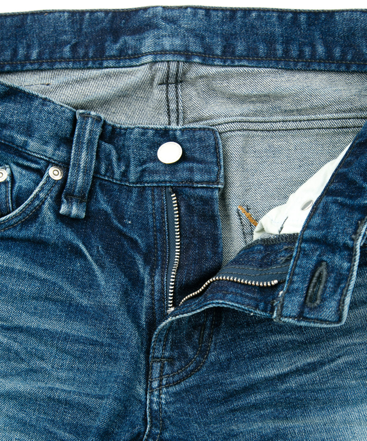 12.5oz オーガニックコットン ストレッチデニム SKINNY JOHN スキニー ユーズド加工 - INDIGO