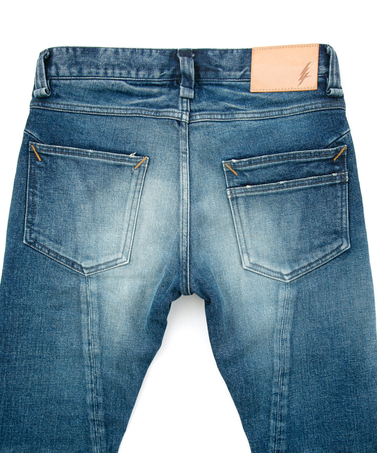 12.5oz オーガニックコットン ストレッチデニム SKINNY JOHN スキニー ユーズド加工 - INDIGO