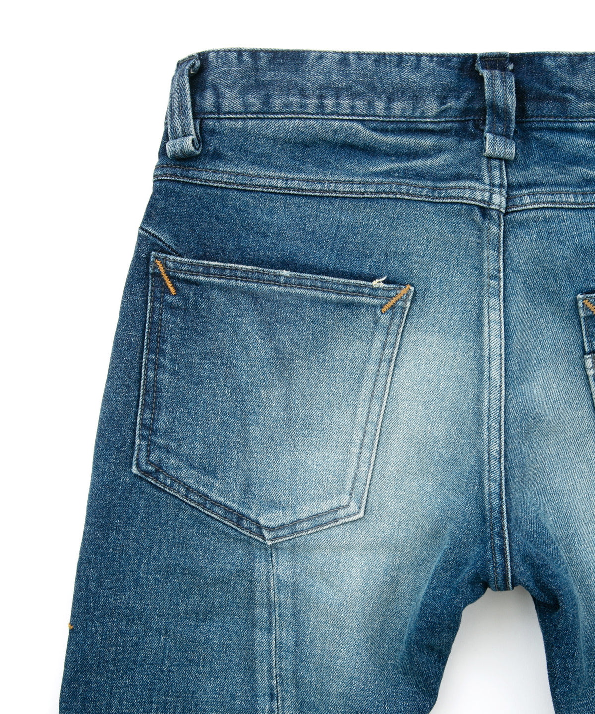 12.5oz オーガニックコットン ストレッチデニム SKINNY JOHN スキニー ユーズド加工 - INDIGO