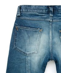 12.5oz オーガニックコットン ストレッチデニム SKINNY JOHN スキニー ユーズド加工 - INDIGO
