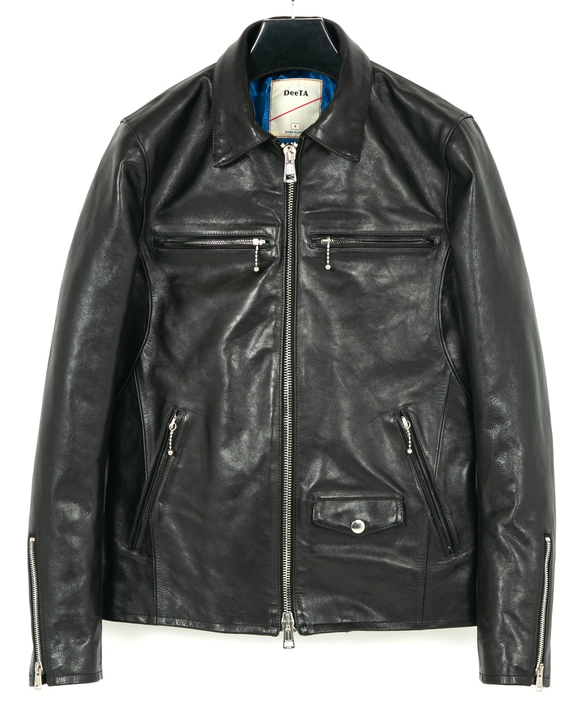 STRUM × DeeTA フルタンニン ホースハイド ヴィンテージワックス VINCENTS DeeTA EDITION シングルライダースジャケット - BLACK