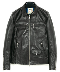 STRUM × DeeTA フルタンニン ホースハイド ヴィンテージワックス VINCENTS DeeTA EDITION シングルライダースジャケット - BLACK