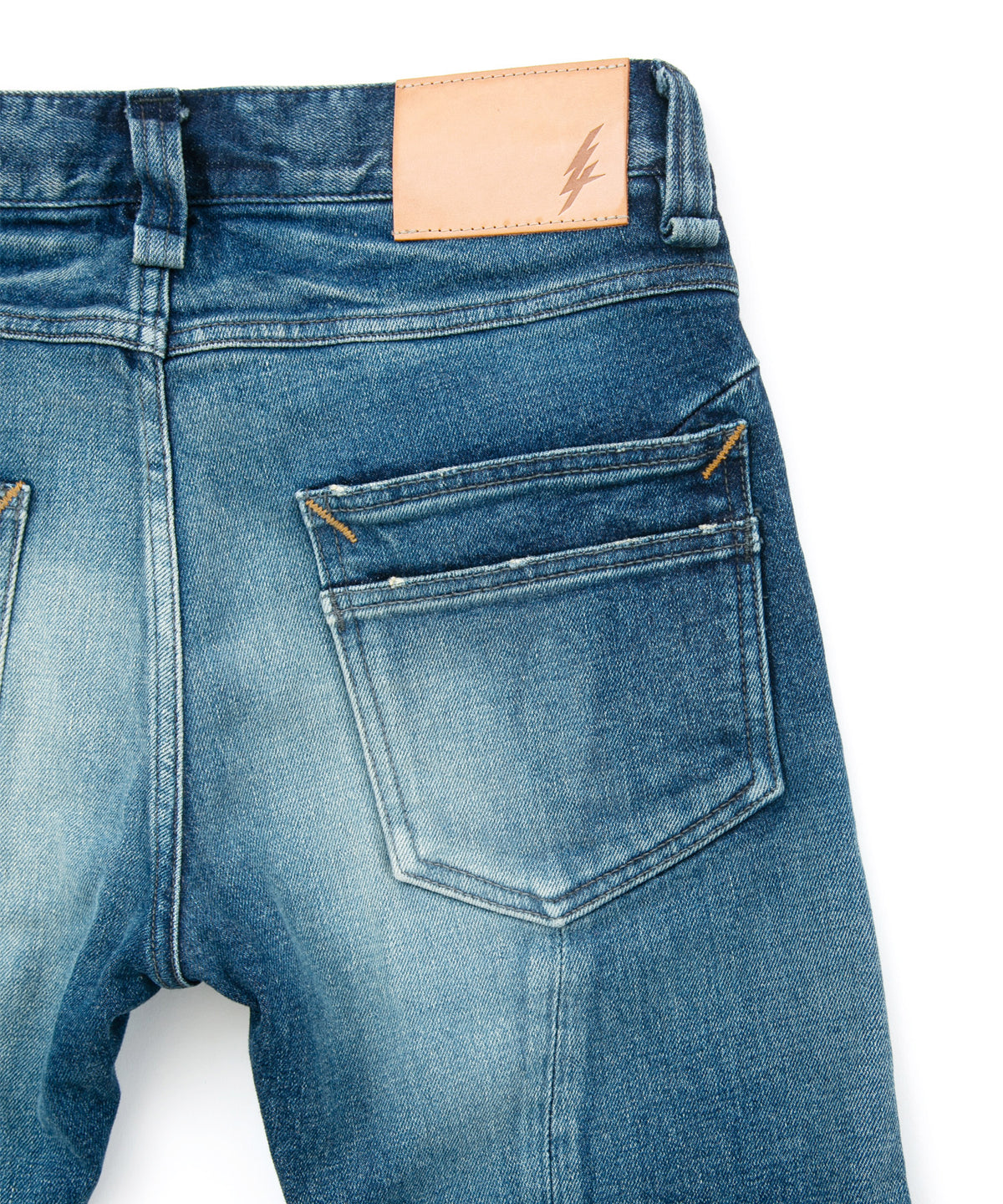 12.5oz オーガニックコットン ストレッチデニム SKINNY JOHN スキニー ユーズド加工 - INDIGO