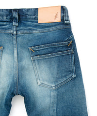 12.5oz オーガニックコットン ストレッチデニム SKINNY JOHN スキニー ユーズド加工 - INDIGO