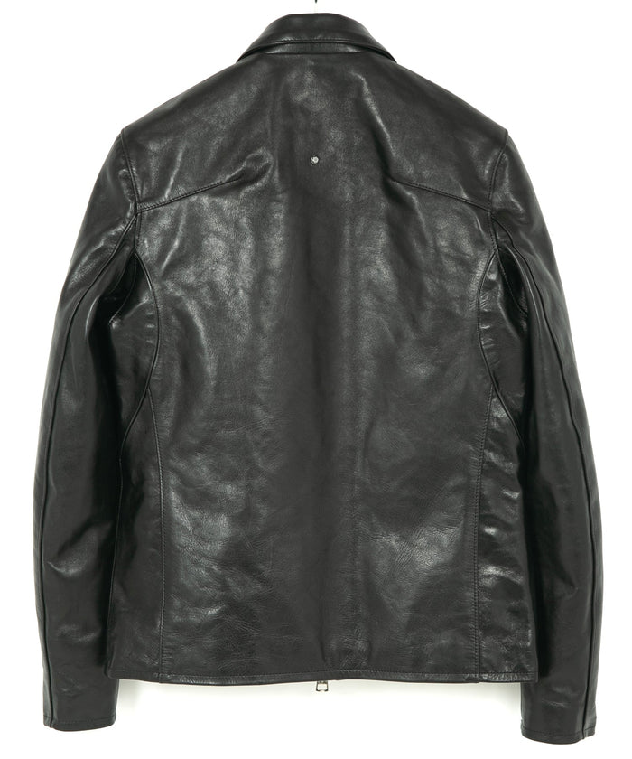 STRUM × DeeTA フルタンニン ホースハイド ヴィンテージワックス VINCENTS DeeTA EDITION シングルライダースジャケット - BLACK