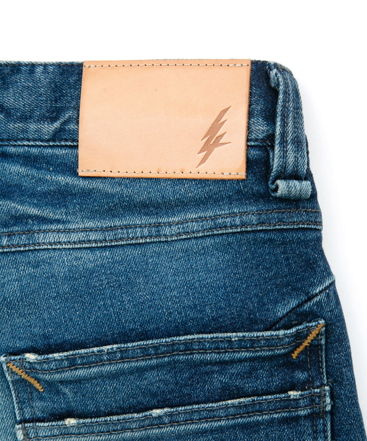 12.5oz オーガニックコットン ストレッチデニム SKINNY JOHN スキニー ユーズド加工 - INDIGO