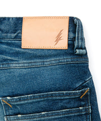 12.5oz オーガニックコットン ストレッチデニム SKINNY JOHN スキニー ユーズド加工 - INDIGO