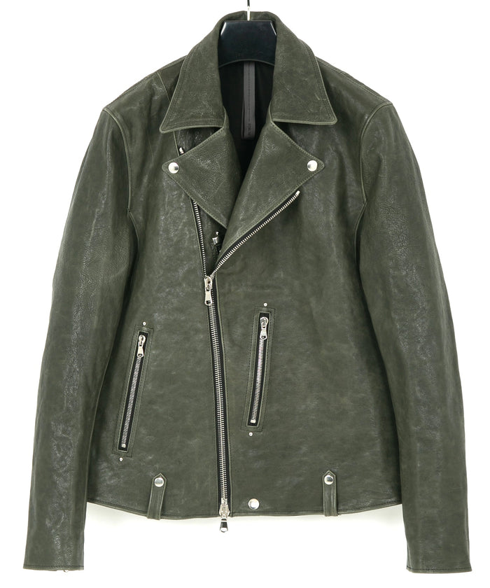 フルタンニン ピット鞣し シュリンク ホースハイド HI-FLYER ダブルライダースジャケット - GRAY