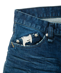 12.5oz オーガニックコットン ストレッチデニム CROPPED JAM クロップド ユースド加工 - INDIGO