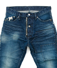 12.5oz オーガニックコットン ストレッチデニム CROPPED JAM クロップド ユースド加工 - INDIGO