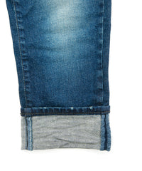 12.5oz オーガニックコットン ストレッチデニム CROPPED JAM クロップド ユースド加工 - INDIGO