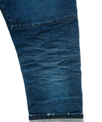 12.5oz オーガニックコットン ストレッチデニム CROPPED JAM クロップド ユースド加工 - INDIGO