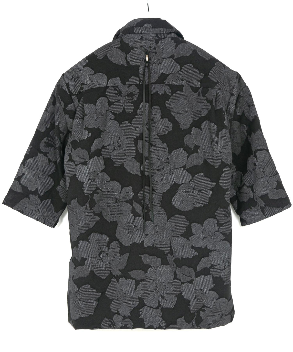 3D Printed Polyester Twill Open-necked half-Sleeve Shirts / BLACK