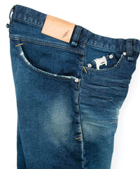 12.5oz オーガニックコットン ストレッチデニム CROPPED JAM クロップド ユースド加工 - INDIGO