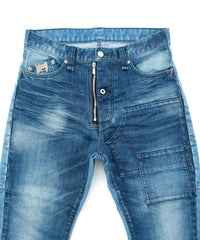 12.5oz オーガニックコットン ストレッチデニム CROPPED JAM クロップド ユーズド & バイカラー加工 - INDIGO