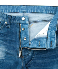 12.5oz オーガニックコットン ストレッチデニム CROPPED JAM クロップド ユーズド & バイカラー加工 - INDIGO