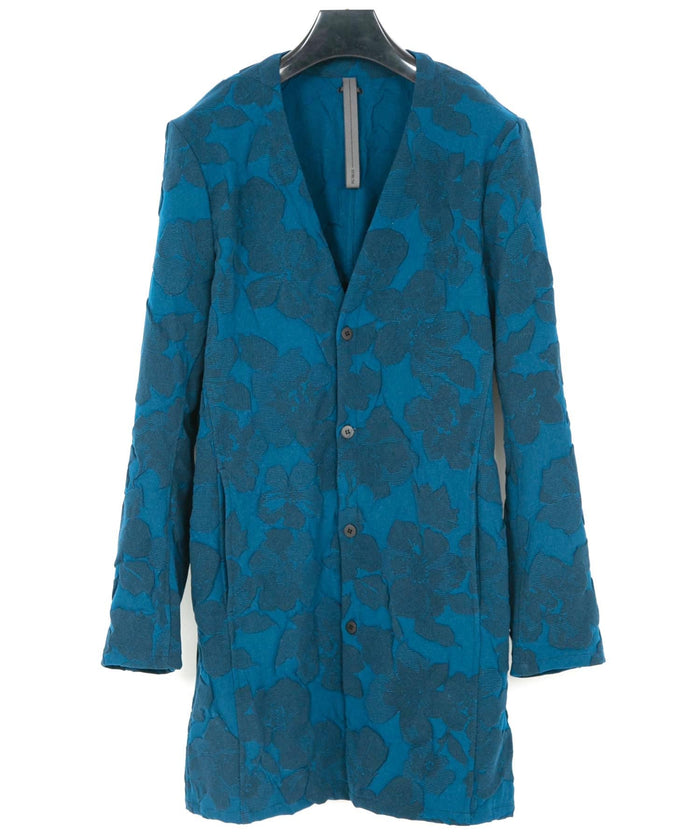 ポリエステル ツイル 3D プリント ロングカーディガン / TURQUOISE