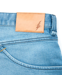 12.5oz オーガニックコットン ストレッチデニム CROPPED JAM クロップド ユーズド & バイカラー加工 - INDIGO