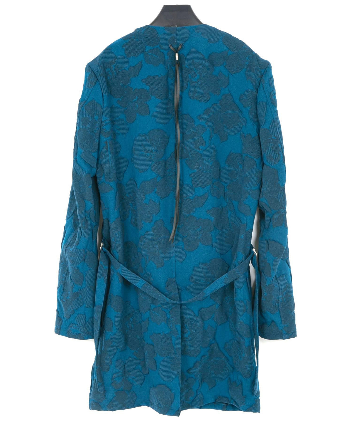 3D Printed Polyester Twill Long Cardigan / TURQUOISE