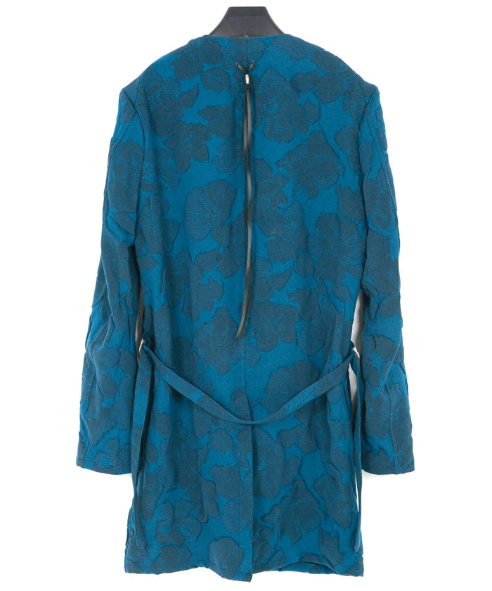 ポリエステル ツイル 3D プリント ロングカーディガン / TURQUOISE