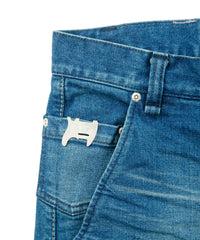 12.5oz オーガニックコットン ストレッチデニム BOXY IGGY ボックスワイドストレート ユーズド加工 - INDIGO