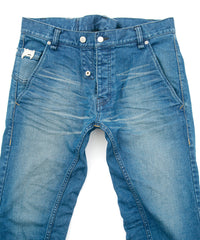 12.5oz オーガニックコットン ストレッチデニム BOXY IGGY ボックスワイドストレート ユーズド加工 - INDIGO