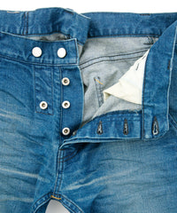 12.5oz オーガニックコットン ストレッチデニム BOXY IGGY ボックスワイドストレート ユーズド加工 - INDIGO