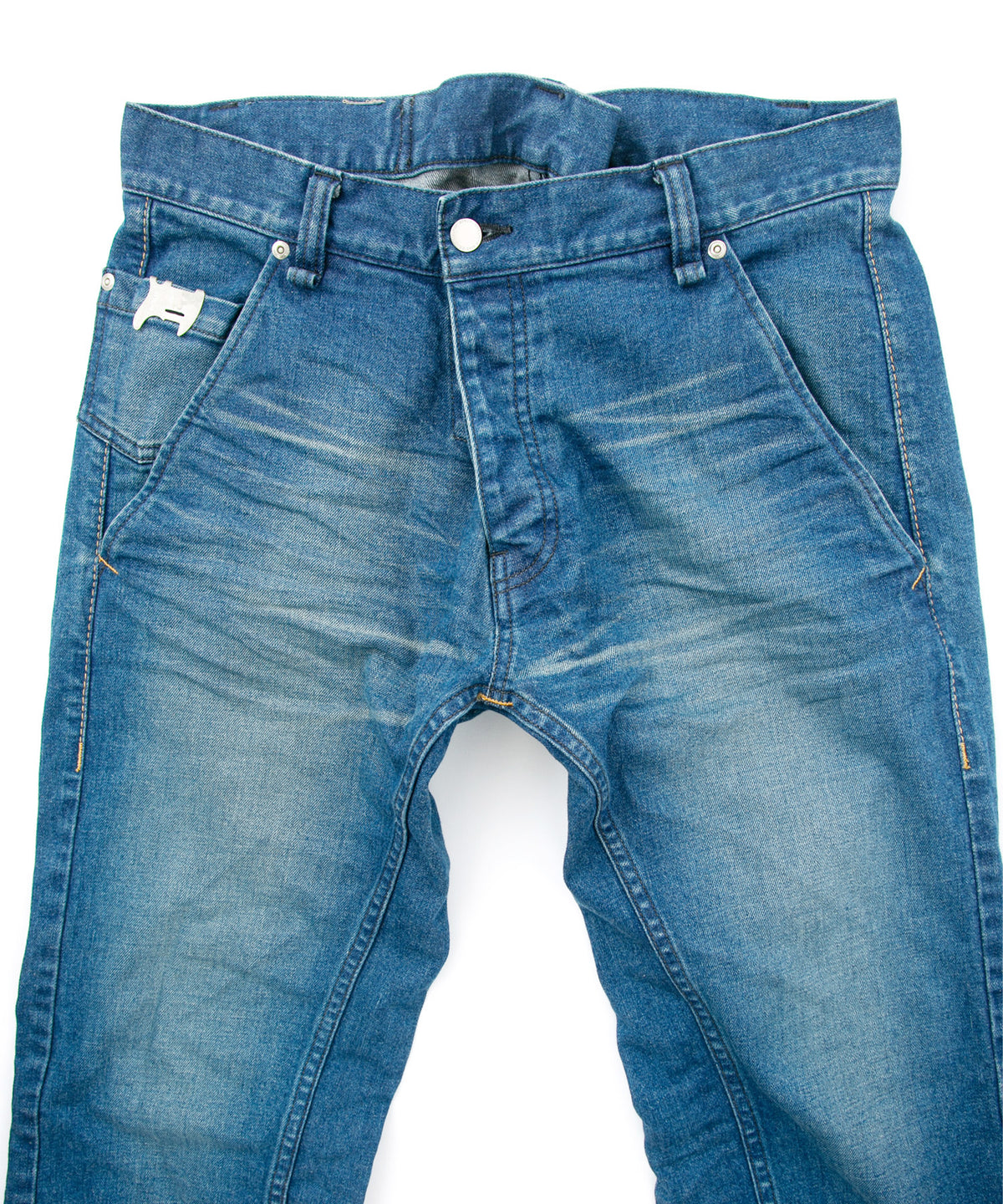 12.5oz オーガニックコットン ストレッチデニム BOXY IGGY ボックスワイドストレート ユーズド加工 - INDIGO