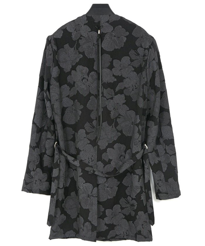 ポリエステル ツイル 3D プリント ロングカーディガン / BLACK