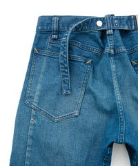 12.5oz オーガニックコットン ストレッチデニム BOXY IGGY ボックスワイドストレート ユーズド加工 - INDIGO