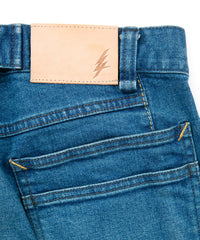 12.5oz オーガニックコットン ストレッチデニム BOXY IGGY ボックスワイドストレート ユーズド加工 - INDIGO