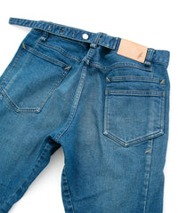 12.5oz オーガニックコットン ストレッチデニム BOXY IGGY ボックスワイドストレート ユーズド加工 - INDIGO