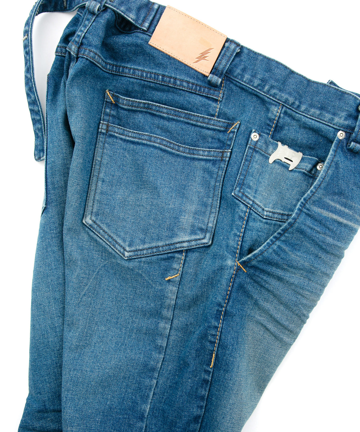 12.5oz オーガニックコットン ストレッチデニム BOXY IGGY ボックスワイドストレート ユーズド加工 - INDIGO