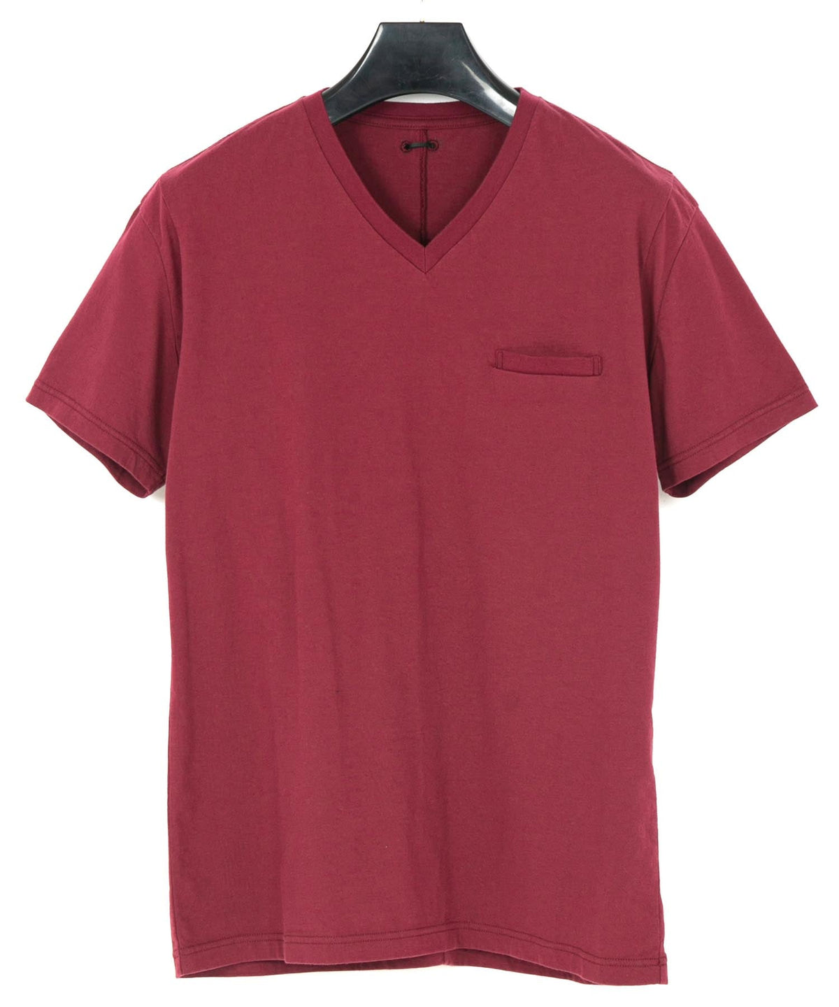 30/-ナチュラルソフト天竺 Vネック Tシャツ - WINE