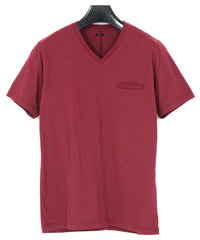 30/-ナチュラルソフト天竺 Vネック Tシャツ - WINE