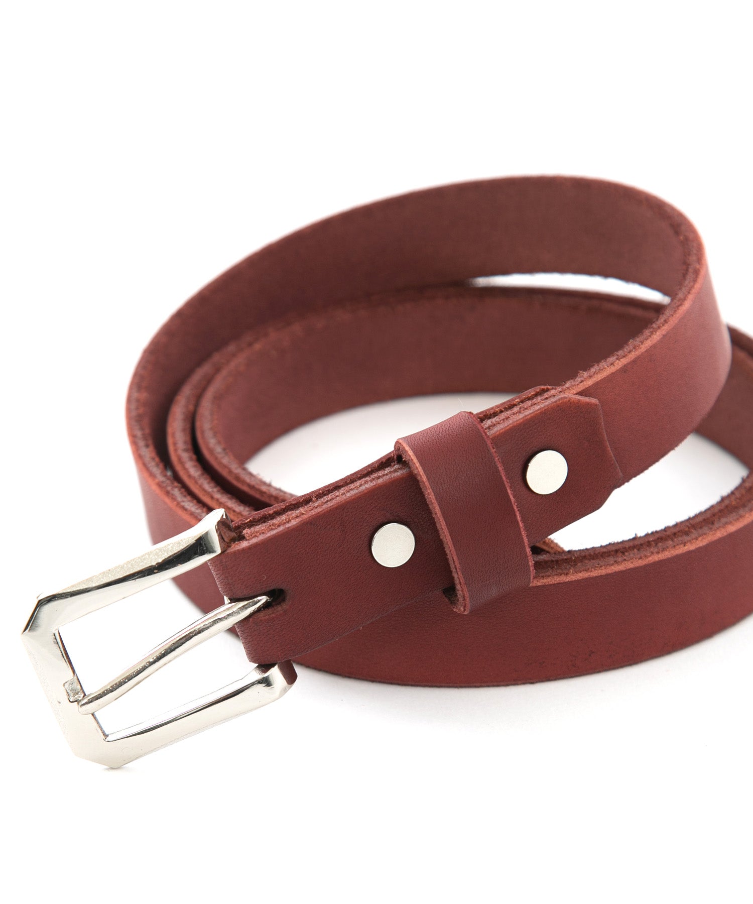 Load image into Gallery viewer, Burning Dyed Domestic Tanned Bends Narrow Belt / BURGUNDY