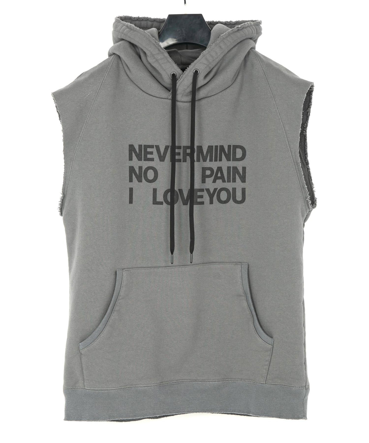 Tight Tension Heavy Weight Cotton Pile Fleece Sleeveless Hoodie - GRAY